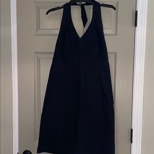 Sz 8 GAP Navy Blue Woven Cotton Stretch Summer Dress